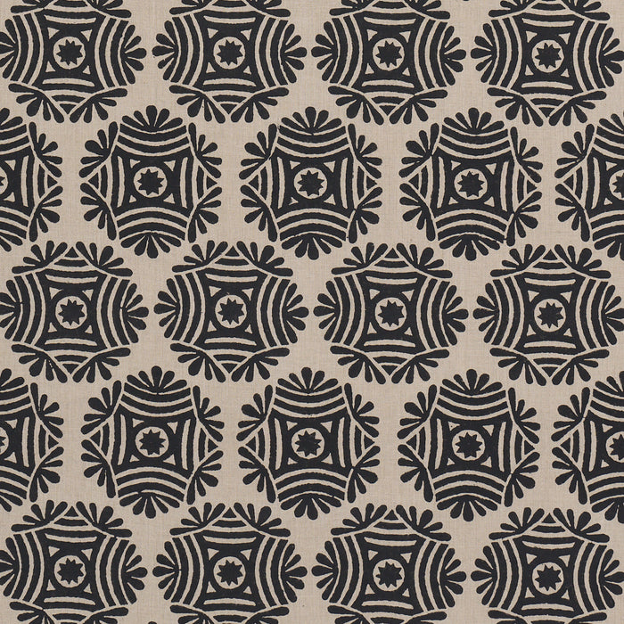 Schumacher Gilded Star Hand Block Black Fabric Sample 181543