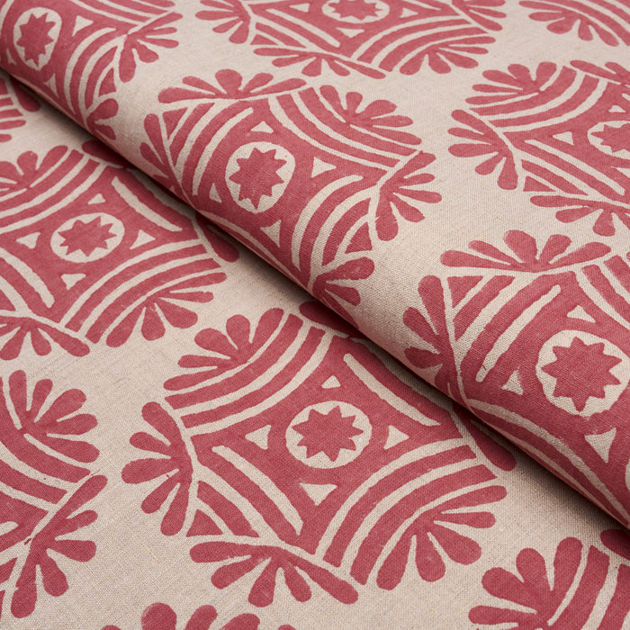 Schumacher Gilded Star Hand Block Red Fabric Sample 181544