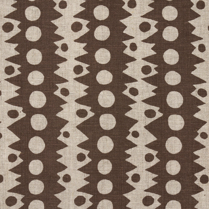 Schumacher Trickledown Brown On Natural Fabric 181553