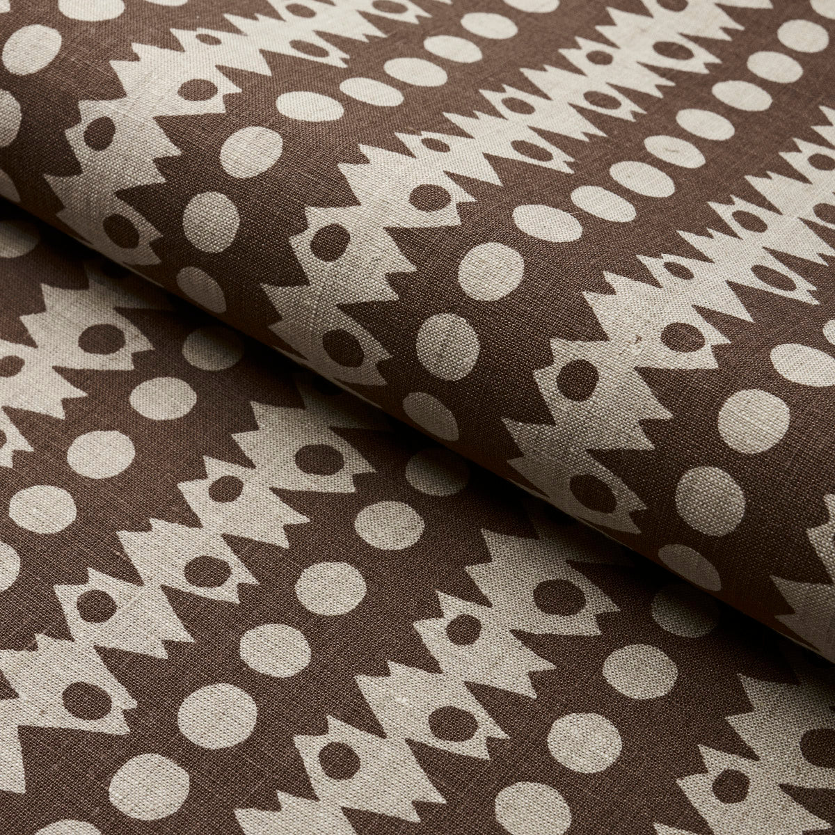 Schumacher Trickledown Brown On Natural Fabric 181553