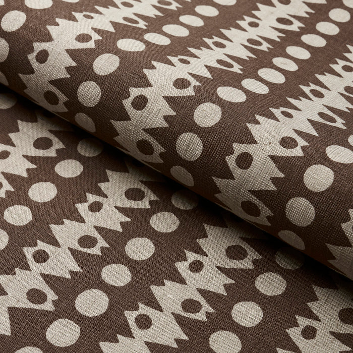 Schumacher Trickledown Brown On Natural Fabric 181553