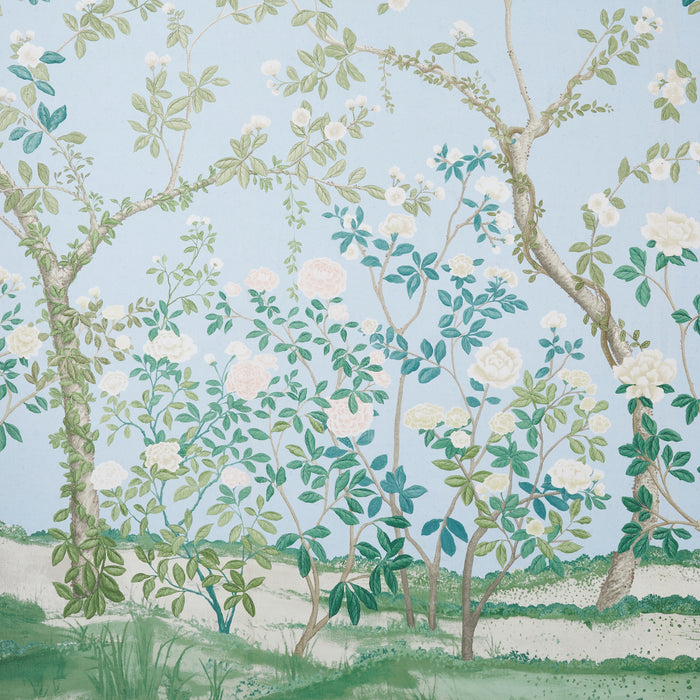 Schumacher Madame De Pompadour Panel Blue Fabric Sample 181572