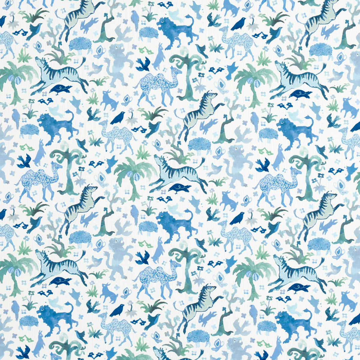 Schumacher Beasts Indoor/Outdoor Blue And Green Fabric 181591
