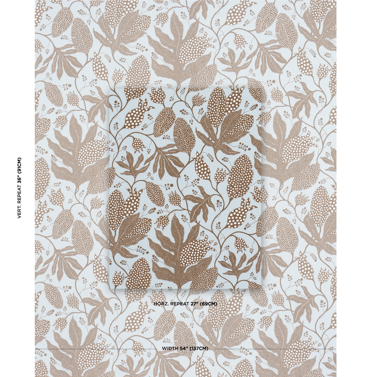 Schumacher Polka Dot Jungle Brown & Sky Fabric Sample 181650