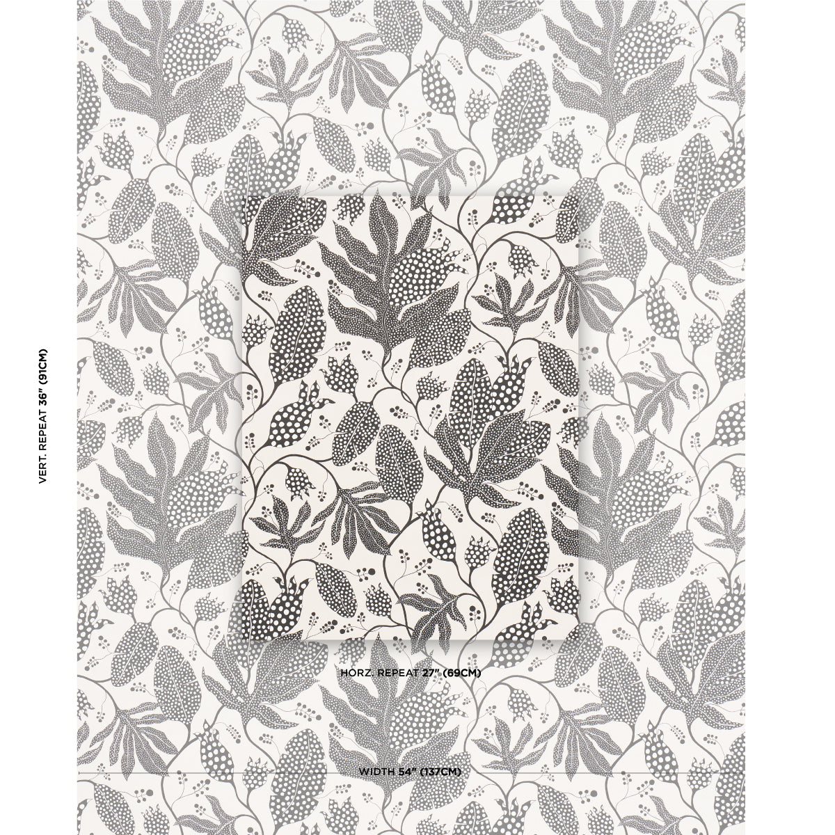 Schumacher Polka Dot Jungle Black & Cream Fabric Sample 181653