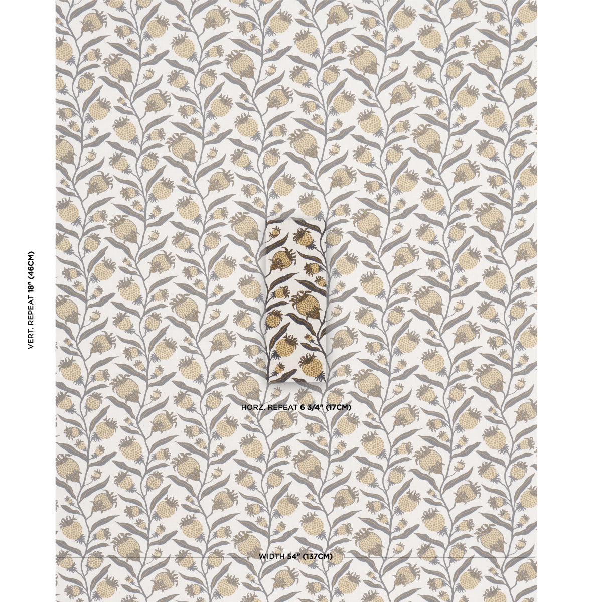 Schumacher Thistle Vine Black & Gold Fabric 181681