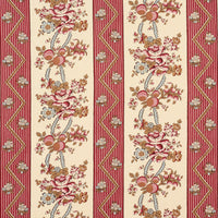 Schumacher Sylvain Floral Stripe Rouge Fabric 181740