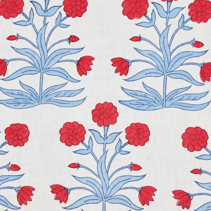 Schumacher Mughal Hand Block Print Crimson Sky Fabric Sample 181780