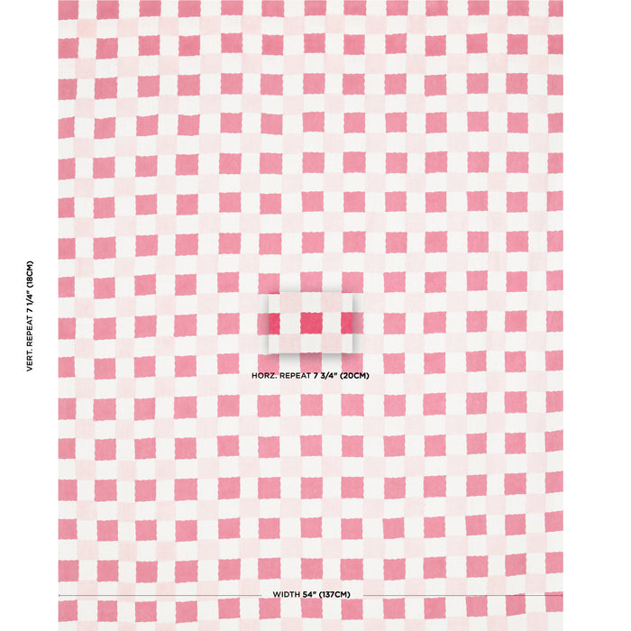 Schumacher Chequer Hand Block Print Pinks Fabric 181790