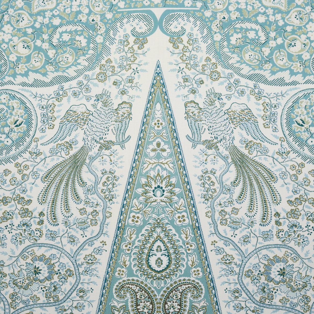 Schumacher Colmery Paisley Panel Peacock Fabric 181821
