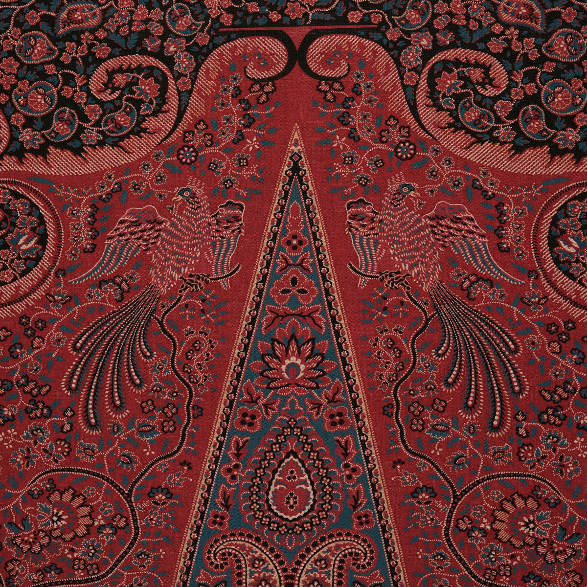 Schumacher Colmery Paisley Panel Rouge Fabric 181822