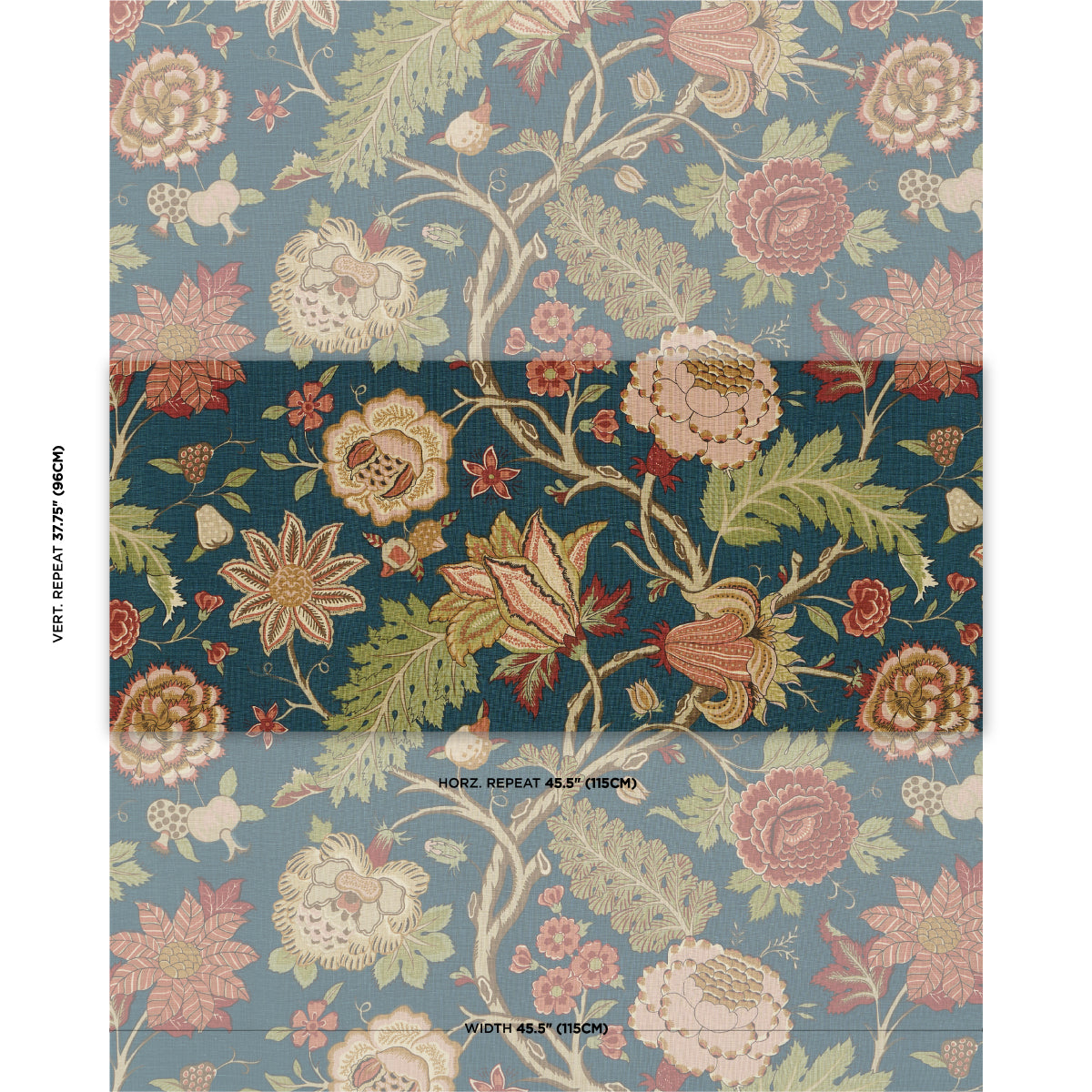 Schumacher Darsy Tree Of Life Peacock Fabric Sample 181881