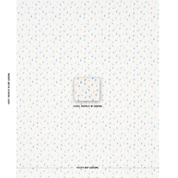Schumacher Lolly Floral Blues Fabric Sample 181931