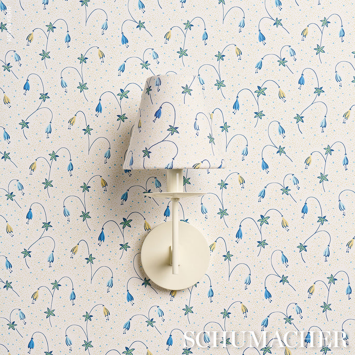 Schumacher Lolly Floral Blues Fabric Sample 181931