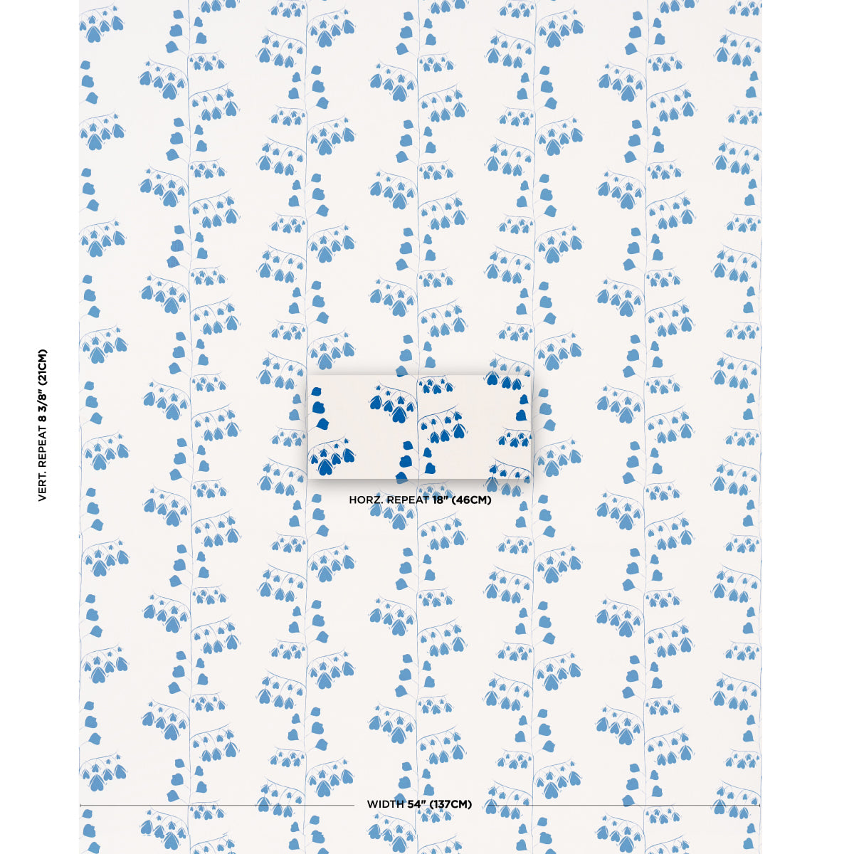 Schumacher Bleeding Hearts Blue Fabric Sample 181961