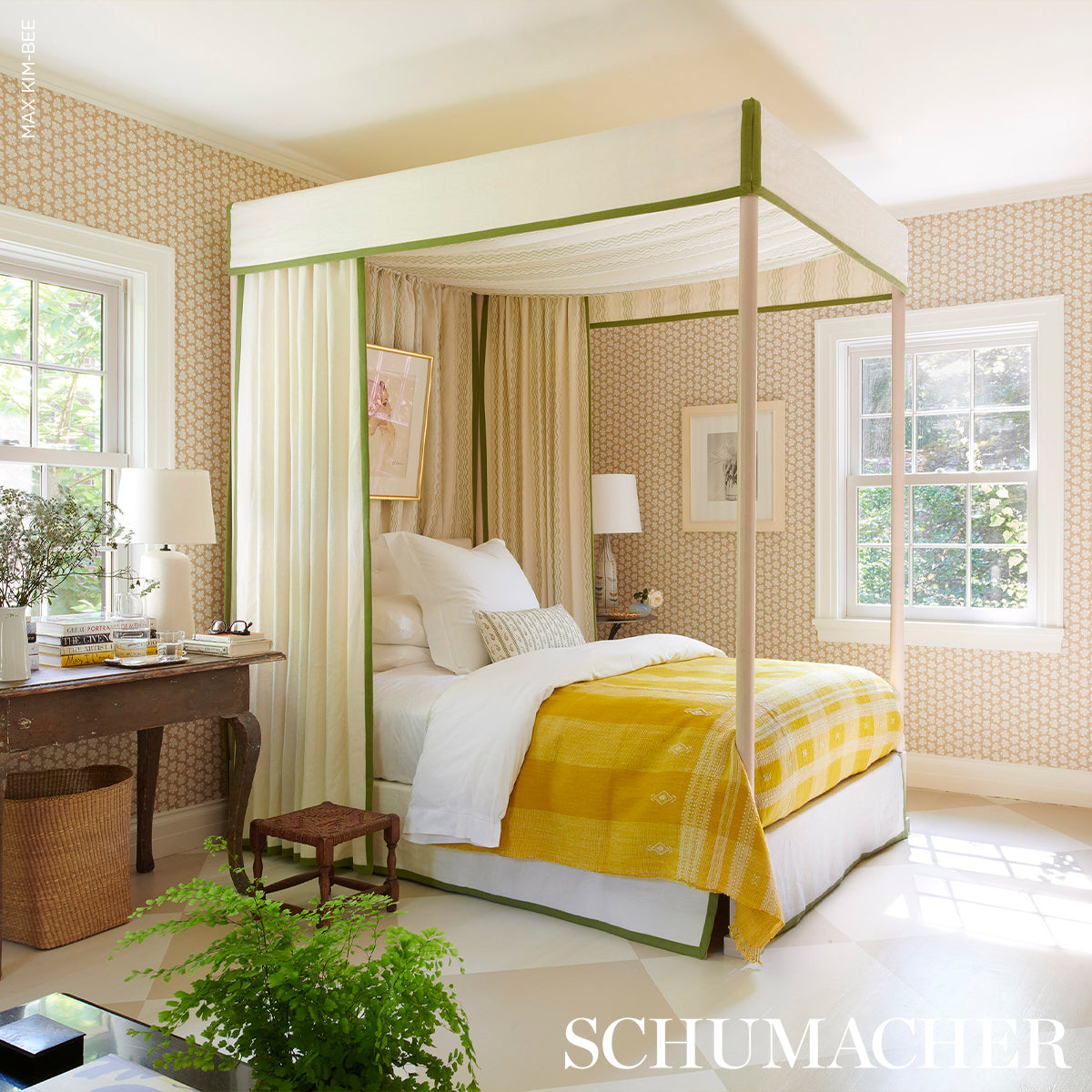 Schumacher Margot Linen Sheer Green Fabric 182010