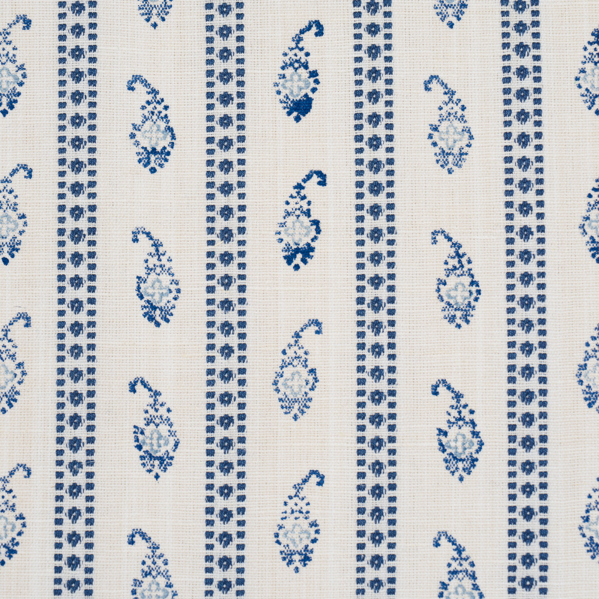 Schumacher Eddie Woven Hand Block Print Blue Fabric Sample 182020