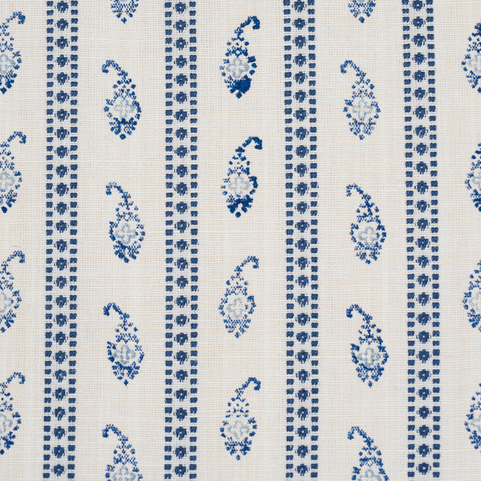 Schumacher Eddie Woven Hand Block Print Blue Fabric Sample 182020