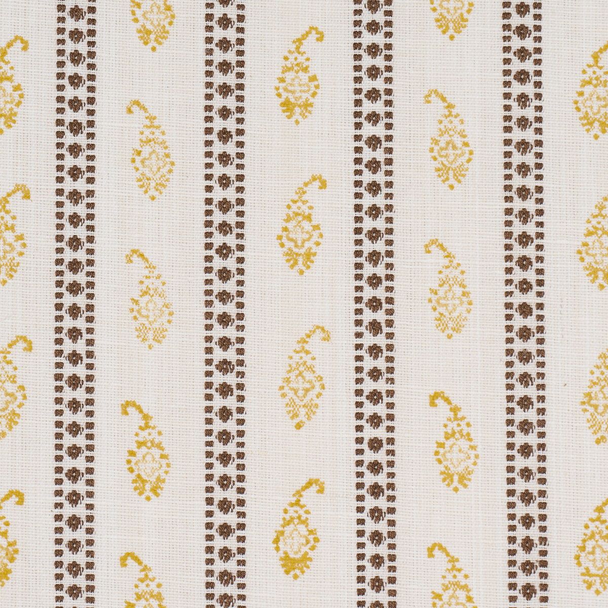 Schumacher Eddie Woven Hand Block Print Yellow Fabric Sample 182022