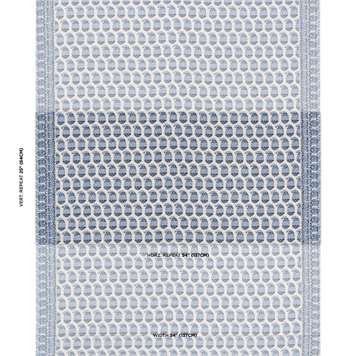 Schumacher Terry Blue & Navy Fabric 182060