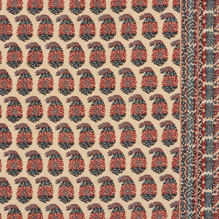 Schumacher Terry Red & Navy Fabric 182061