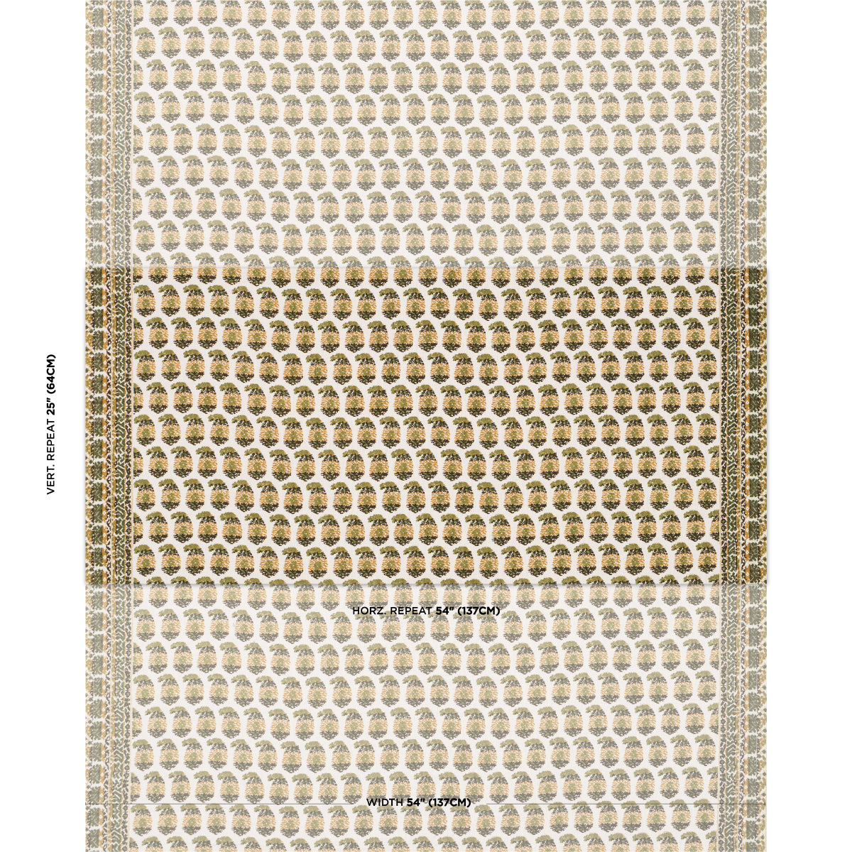Schumacher Terry Ochre & Green Fabric Sample 182062