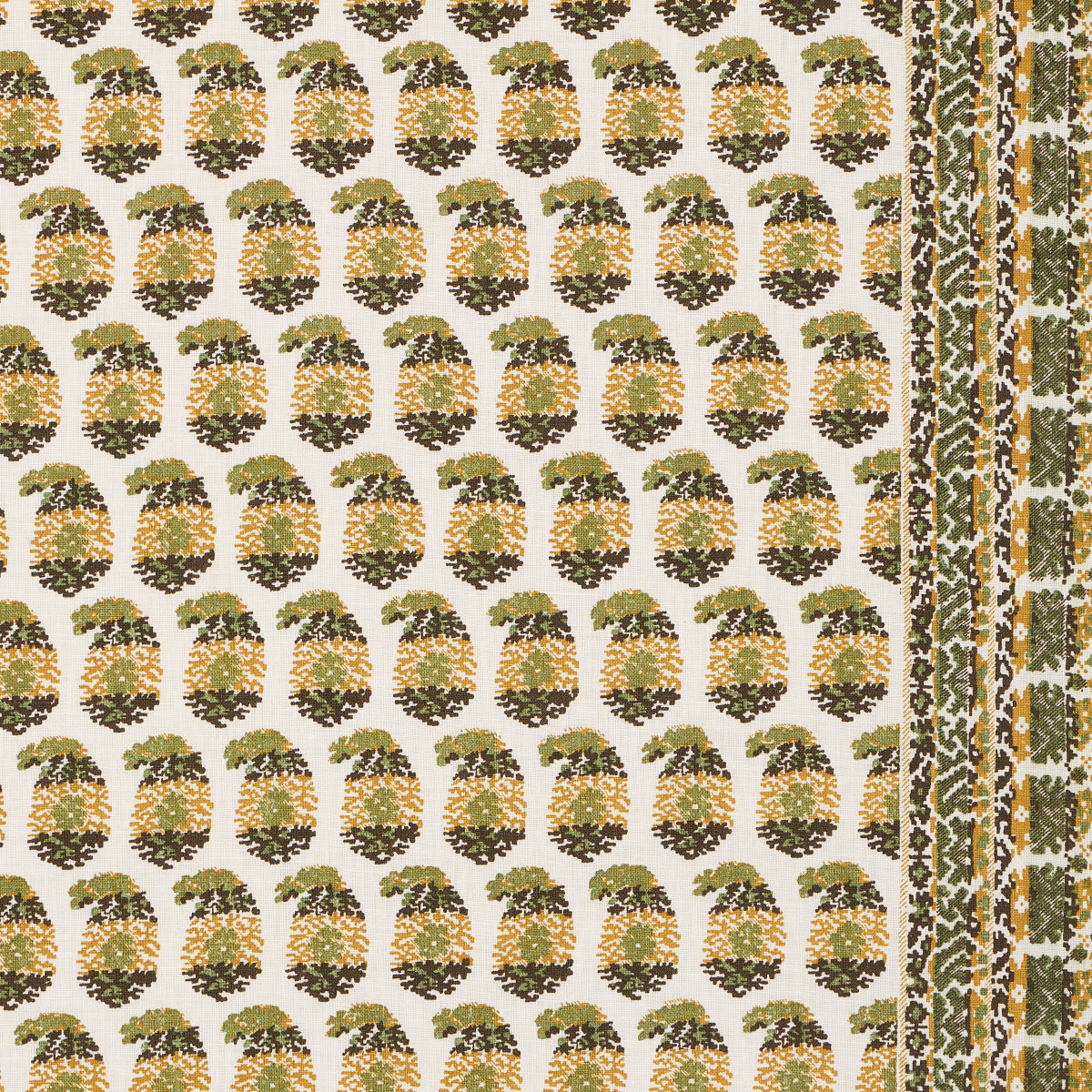 Schumacher Terry Ochre & Green Fabric Sample 182062