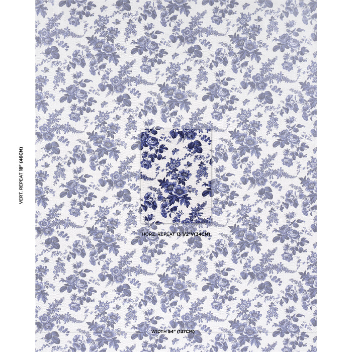 Schumacher Sibyl Chintz Blue Fabric 182082