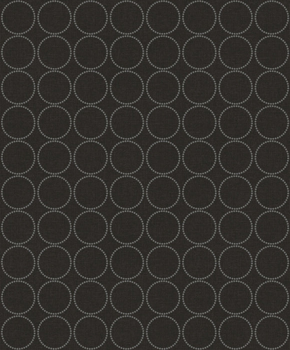 Seabrook Designs Small Circles Charcoal Wallpaper Sample 1820900
