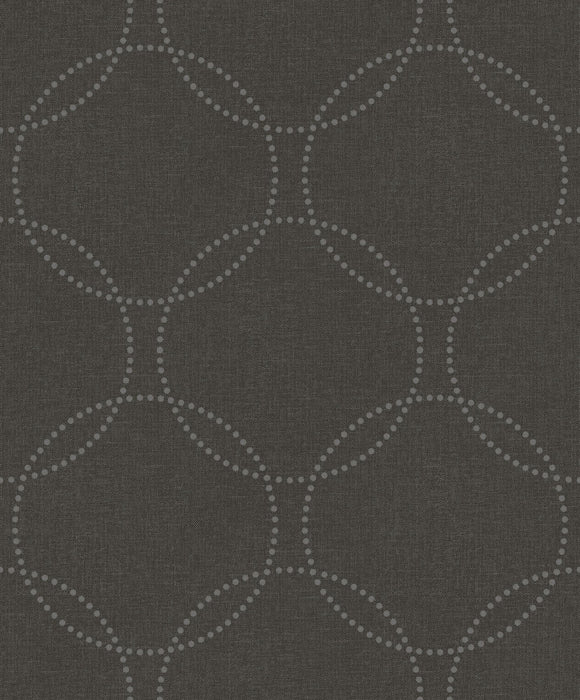 Seabrook Designs Intersecting Circles Charcoal Wallpaper Sample 1821000
