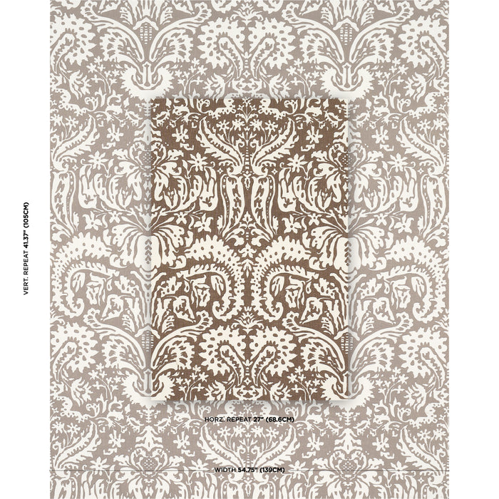 Schumacher Suffolk Damask Brown Fabric 182120