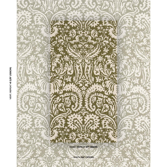 Schumacher Suffolk Damask Blue Fabric Sample 182122