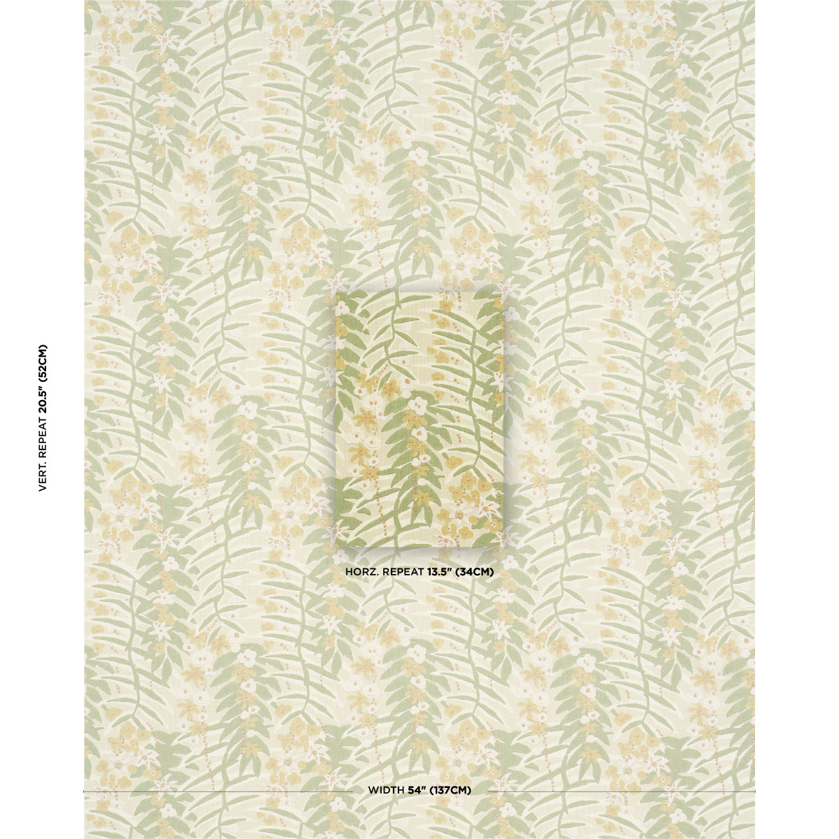 Schumacher Ashbee Botanical Citron Fabric Sample 182151