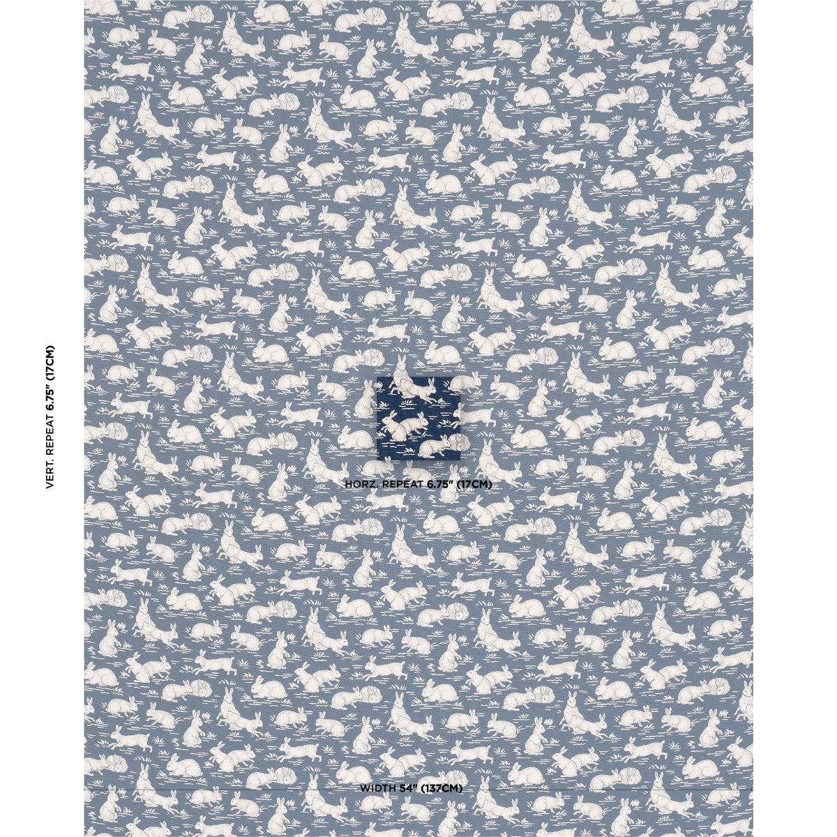 Schumacher Cottontails Indigo Fabric Sample 182242