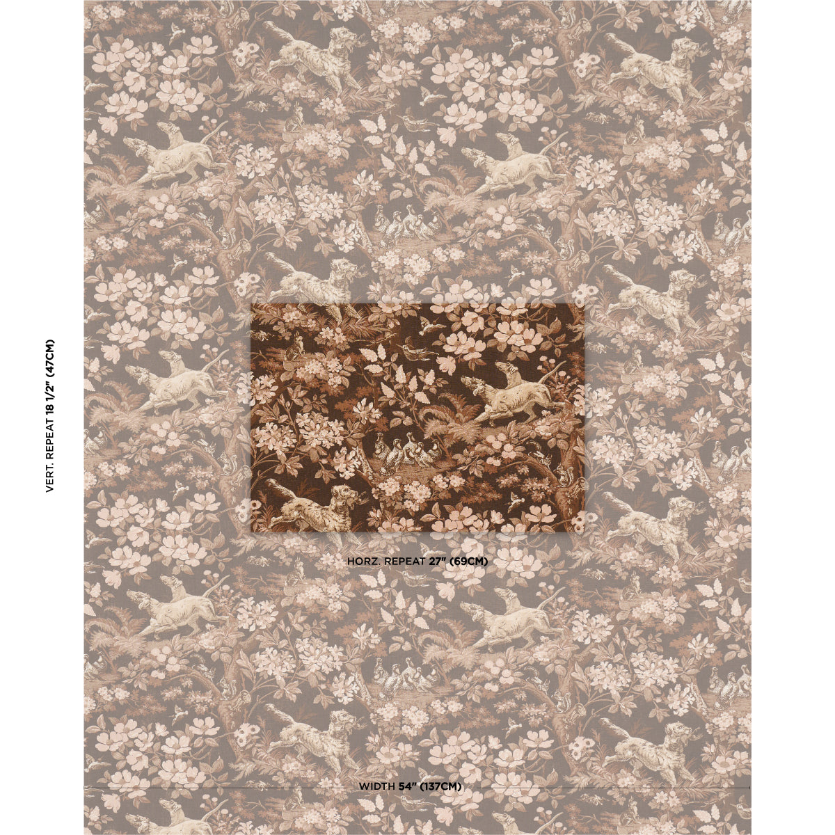 Schumacher Hound Meadow Sepia Fabric Sample 182260