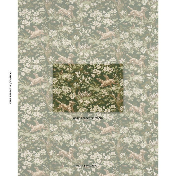 Schumacher Hound Meadow Forest Fabric Sample 182261