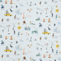 Schumacher Joana Avillez's Street Scenes Multicolor On Sky Blue Fabric 182330