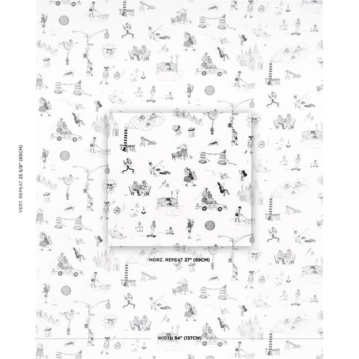 Schumacher Joana Avillez's Street Scenes Black & White Fabric 182331