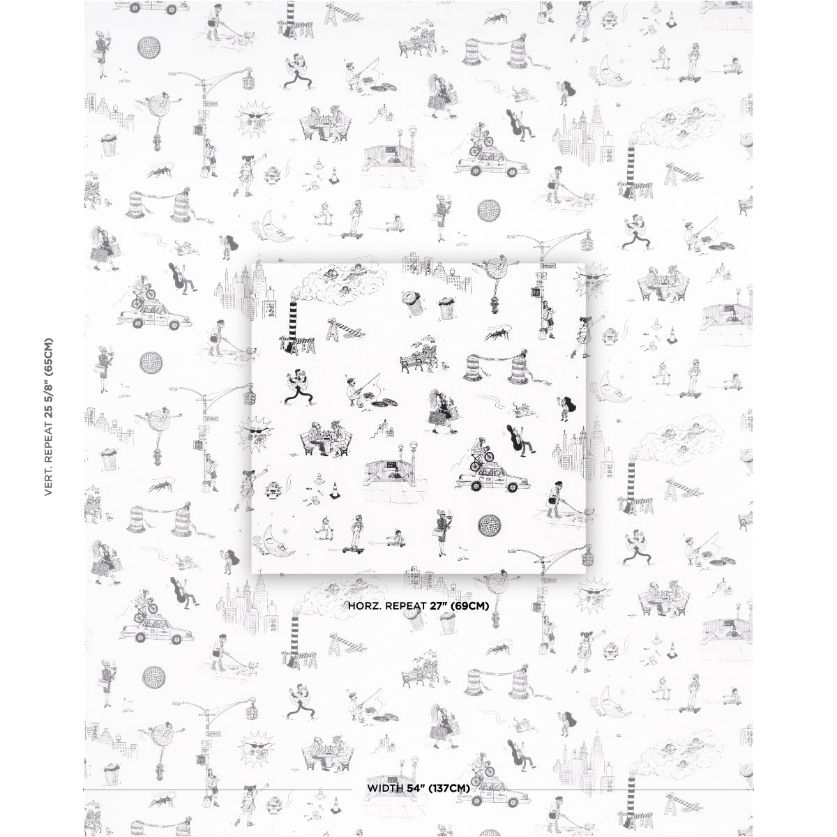 Schumacher Joana Avillez's Street Scenes Black & White Fabric Sample 182331