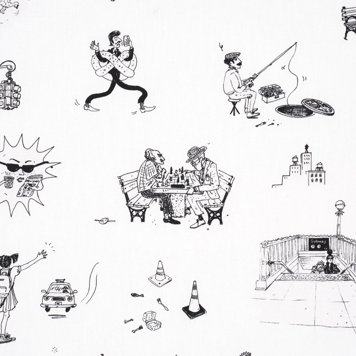 Schumacher Joana Avillez's Street Scenes Black & White Fabric 182331