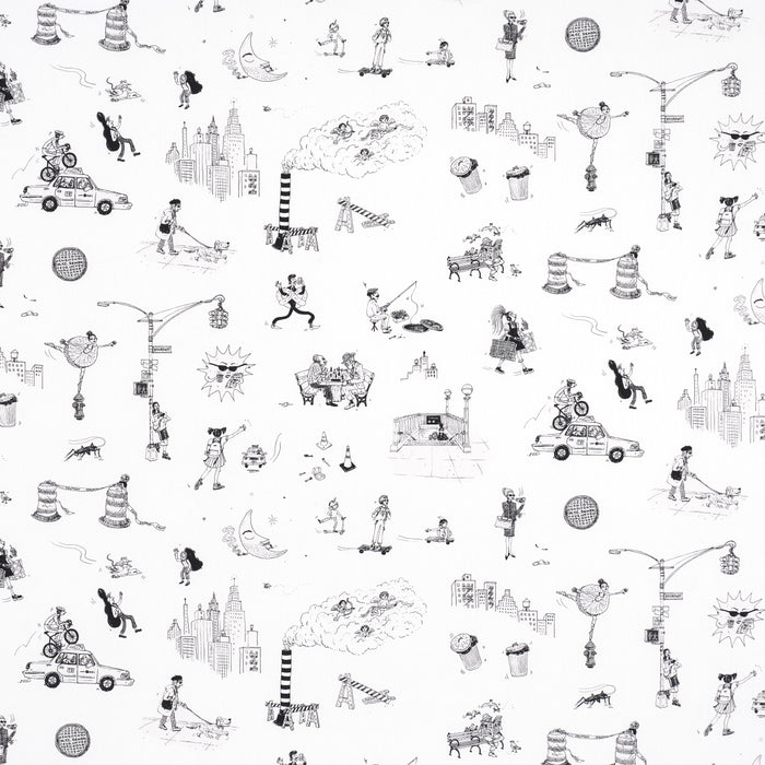 Schumacher Joana Avillez's Street Scenes Black & White Fabric Sample 182331