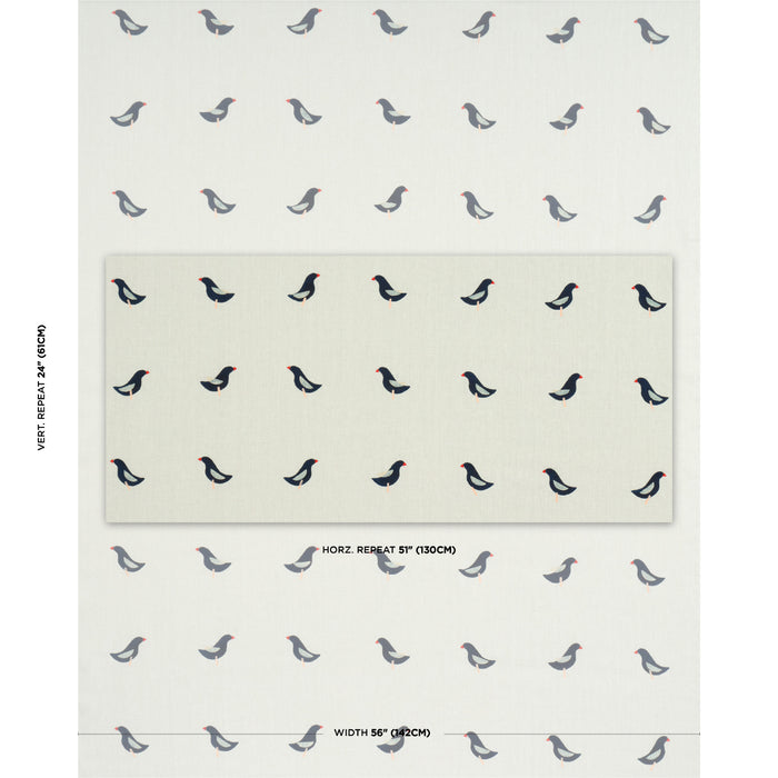 Schumacher Birds Hand Block Print Black On Natural Fabric Sample 182380