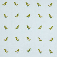 Schumacher Birds Hand Block Print Green On Sky Fabric 182381