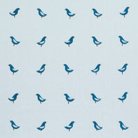 Schumacher Birds Hand Block Print Navy On Sky Fabric 182382
