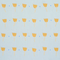 Schumacher Tulip Play Hand Block Print Ochre On Sky Fabric 182400