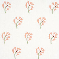 Schumacher Ginkgo Hand Block Print Pink And Sage On White Fabric 182410