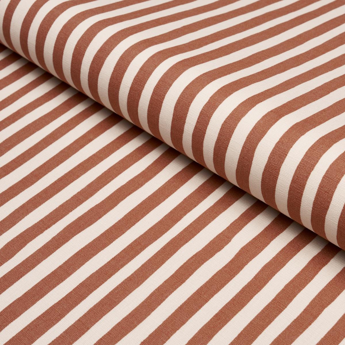 Schumacher Chaney Stripe Terracotta Fabric 182551