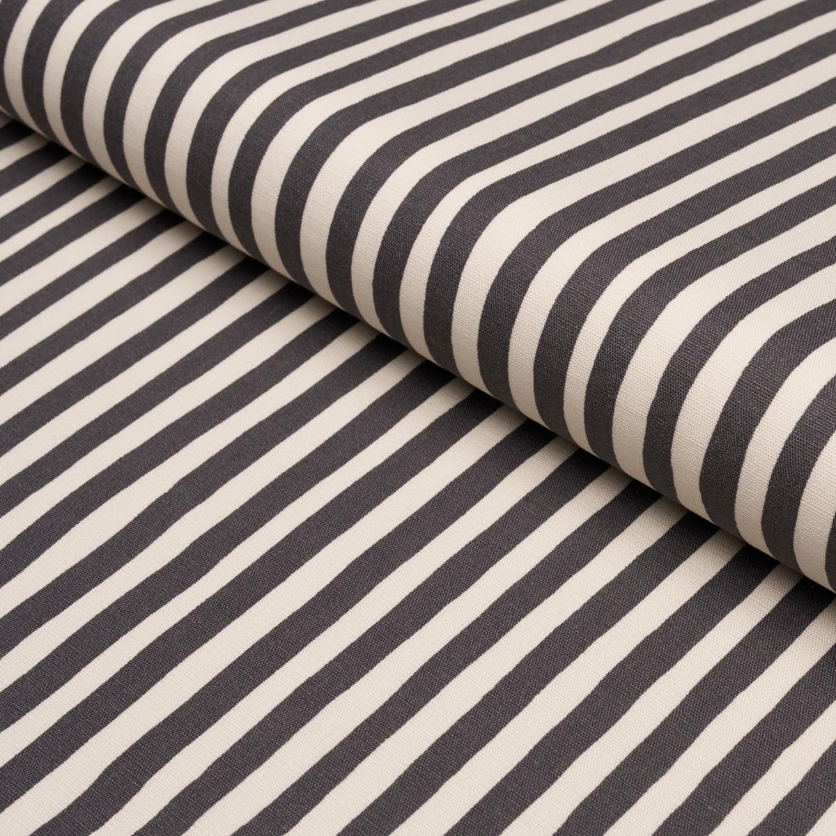 Schumacher Chaney Stripe Carbon Fabric 182552