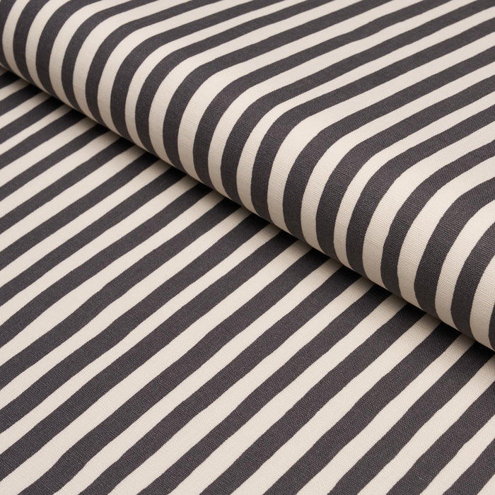 Schumacher Chaney Stripe Carbon Fabric 182552