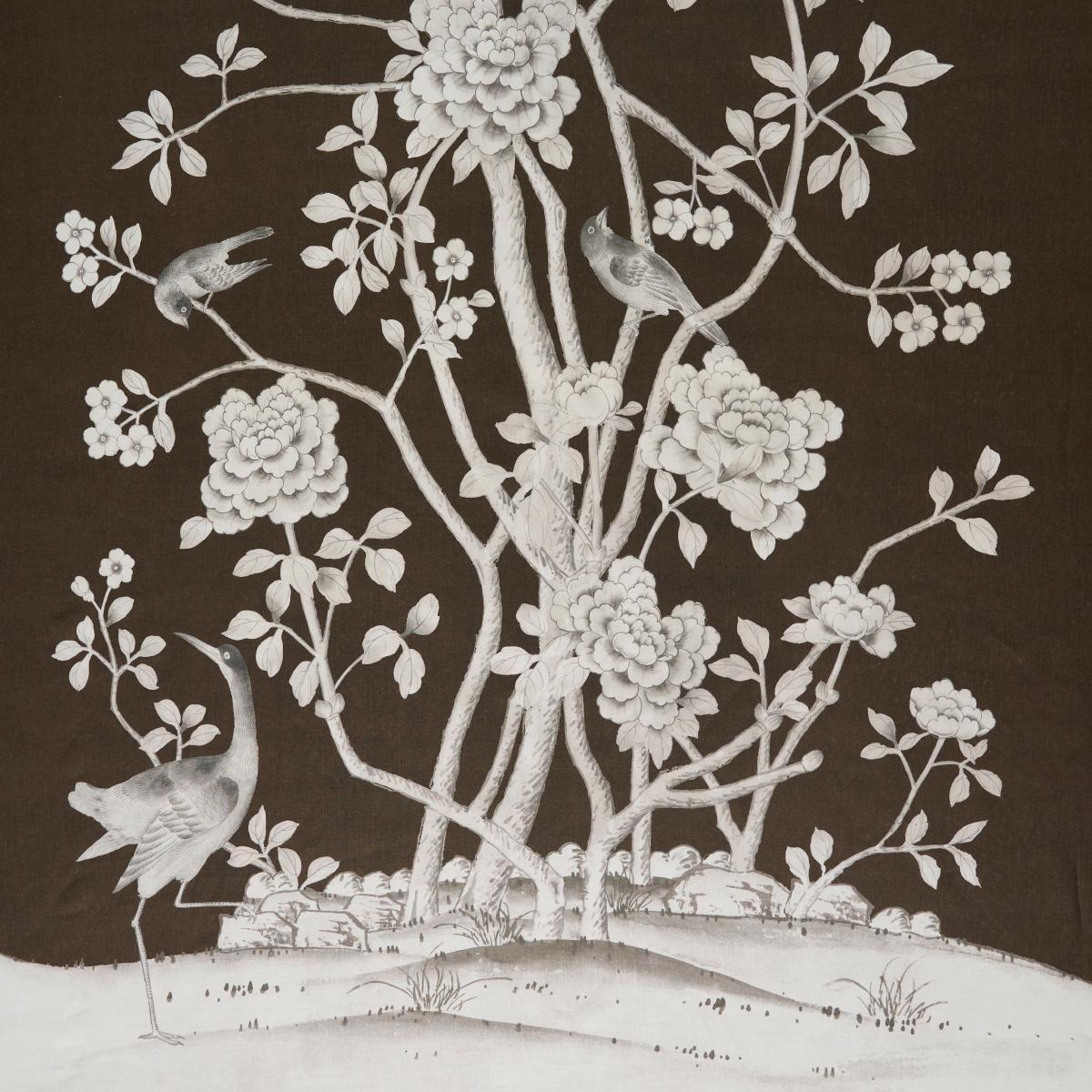 Schumacher Chinois Palais Chocolate Fabric Sample 182560